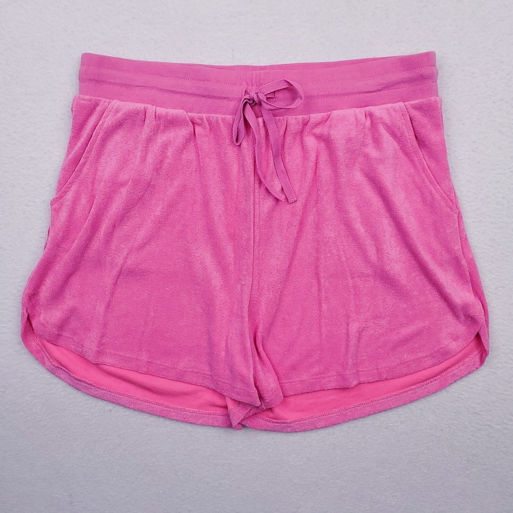 Crown & Ivy Shorts Womens Large Pink French Terry‎ Sweat Beach Pool Lounging NWT
